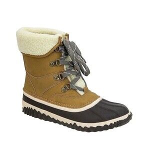 JBU Womens 6.5 M Tan Lizzy Waterproof Faux Fur Lined Ankle Boots NIB IV2